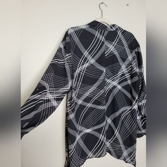 JM Collection Blouse Lagenlook Assymetrical Abstract Workwear Professional Large - Picture 9 of 14